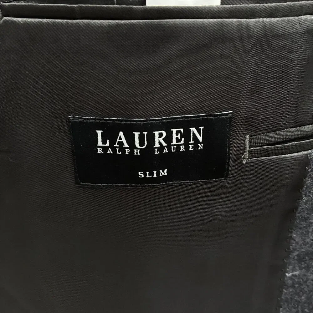 Lauren Ralph Lauren 46R Dark Gray Herringbone Slim Fit 2-Button Sports Coat